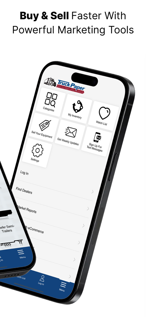 TruckPaper: Trucks For Sale - TruckPaper mobile app home screen showing professional marketing tools for buying and selling commercial trucks