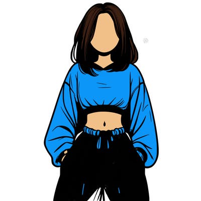 realistic girl faceless with baggy pants and a crop top