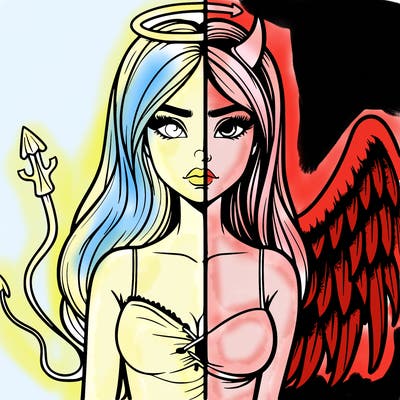 devil vs angel realistic girl