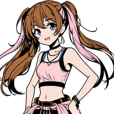 anime girl wearing crop top