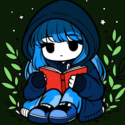 girl in oversized hoodie reading a book