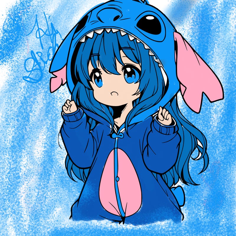 anime girl in a stitch onsie
