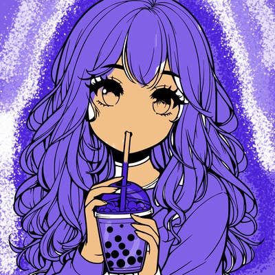 realistic girl drink a boba