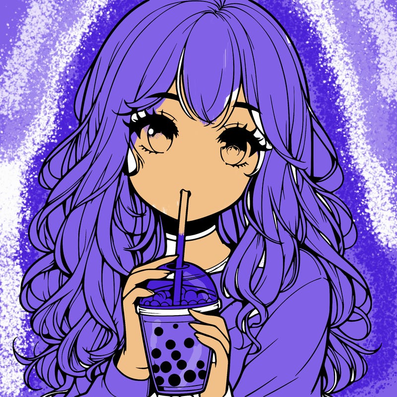 realistic girl drink a boba