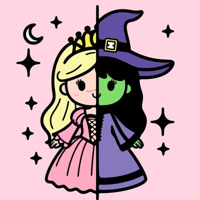 split princess and witch