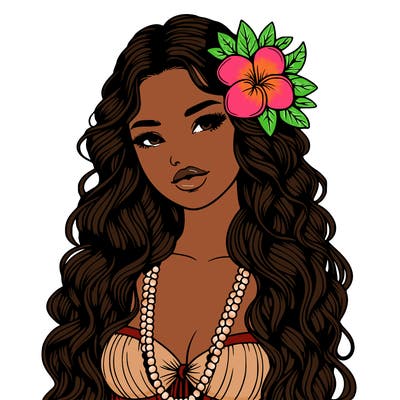 realistic beautiful hawaiian woman,long dress,haku lei, lips