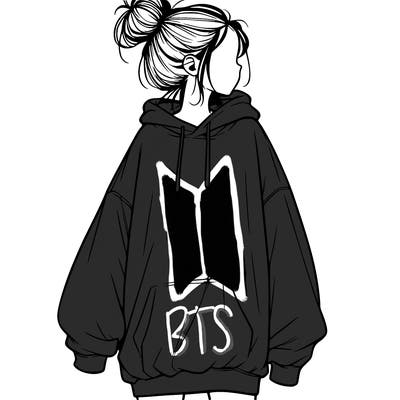 realistic girl with a oversized sweatshirt on and a bun