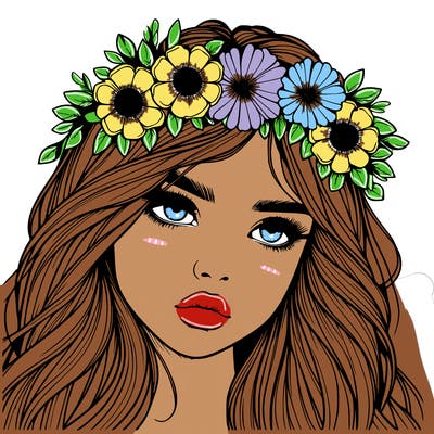 realistic girl with flowers crown