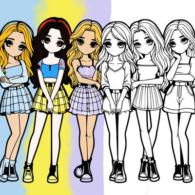 a group of girls realistic