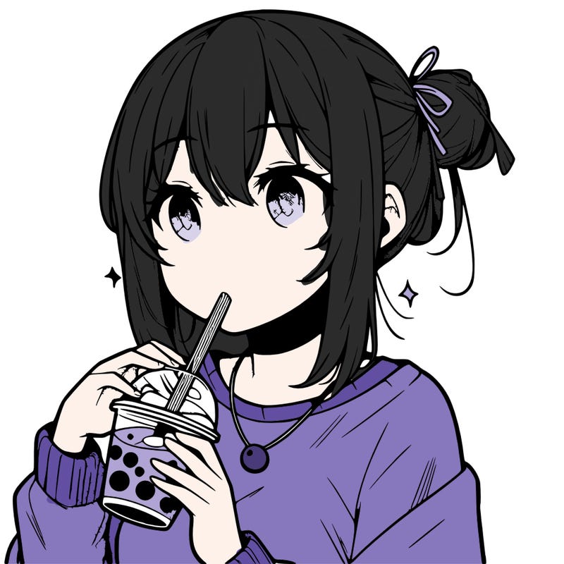 manga character drinking boba