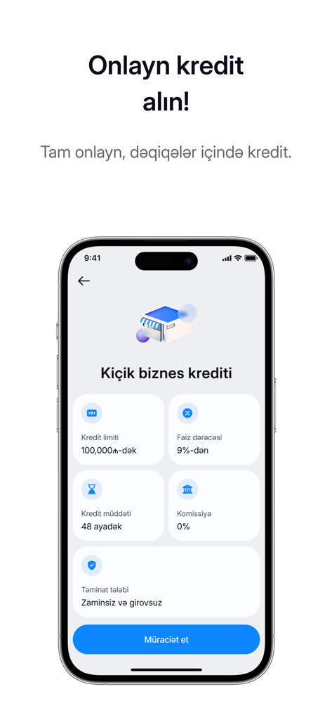 Small business loan screen in the ABB Biz mobile banking app showing interest rates and credit terms.