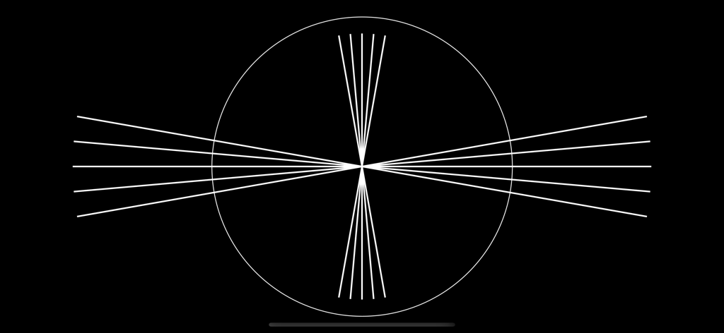 Camera Test Cards - A white circular resolution test pattern with radiating lines on a black background for camera calibration