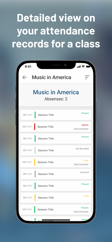 Qwickly Attendance - Qwickly 출석 앱에서 특정 수업에 대한 학생 출석 기록의 상세 보기