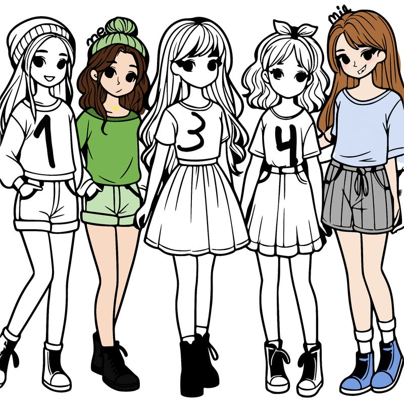 a group of five girls