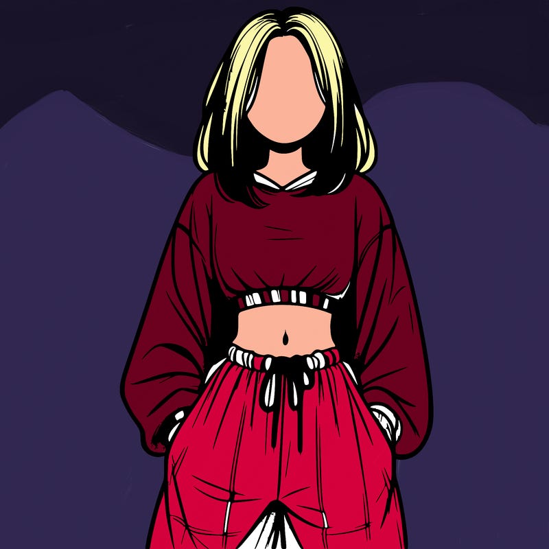 realistic girl faceless with baggy pants and a crop top