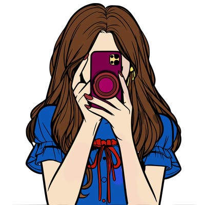 a realistic girl holding her phone taking pictures