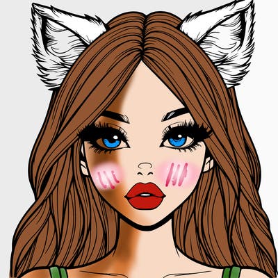realistic girl with fox ears and realistic lips