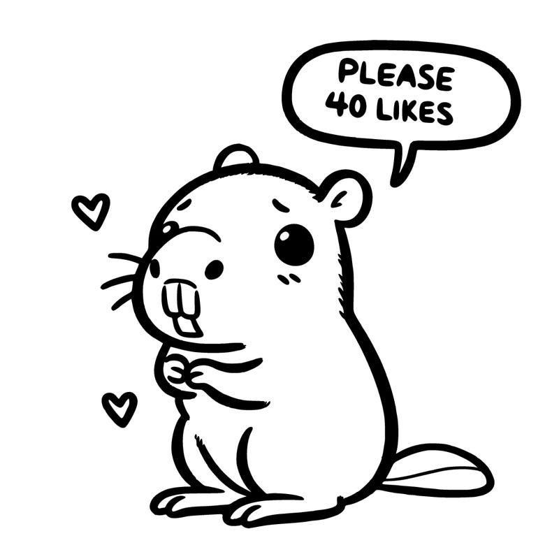 a pleading capybara saying please 40 likes
