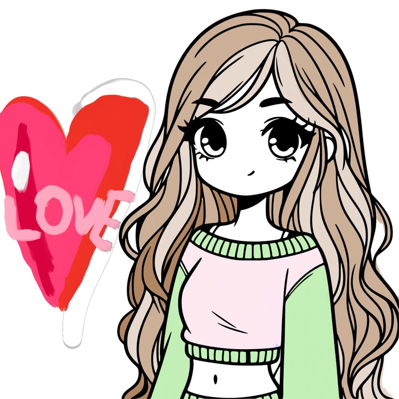 girl with long hair and a crop top with a sweater