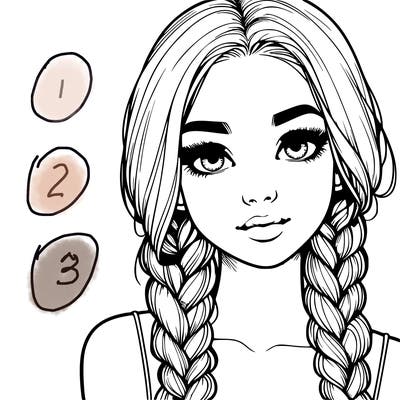 realistic girl with braids