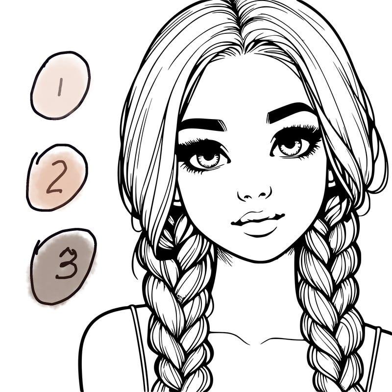 realistic girl with braids