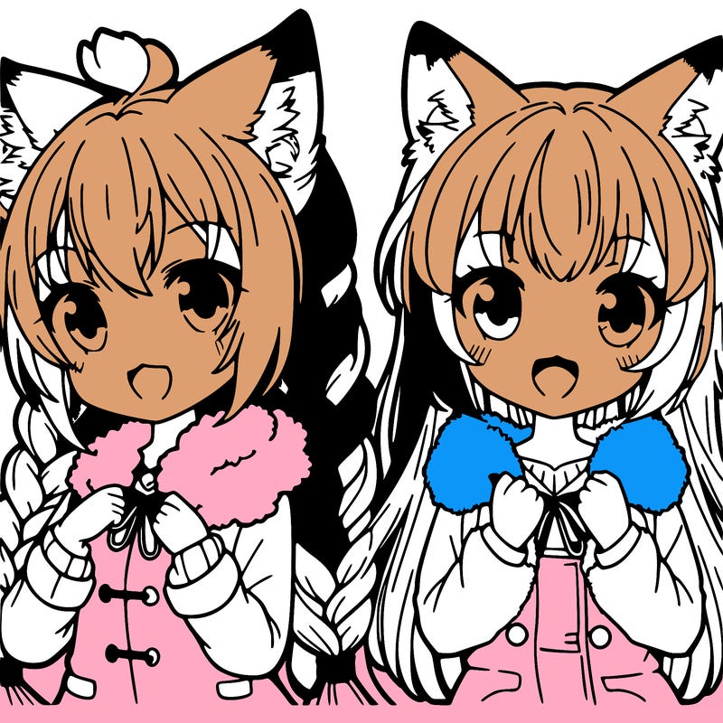 2 girls fox anime
