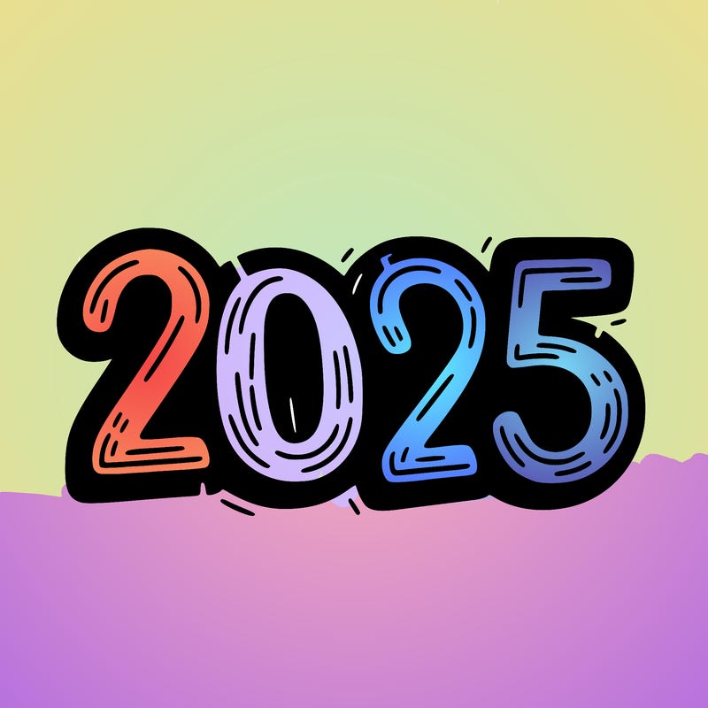one line scrawled numbers sketch design “2025”