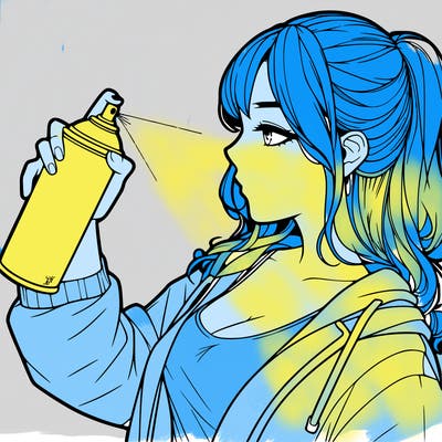 a realistic girl spray, painting