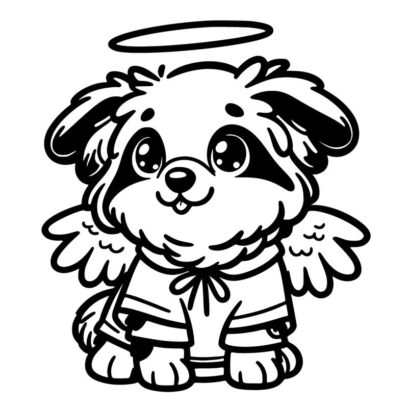 cute australian shephard puppy in an angel costume