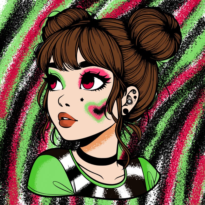 realistic girl with spacebuns