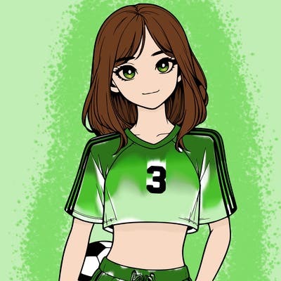 realistic girl wearing soccer jersey