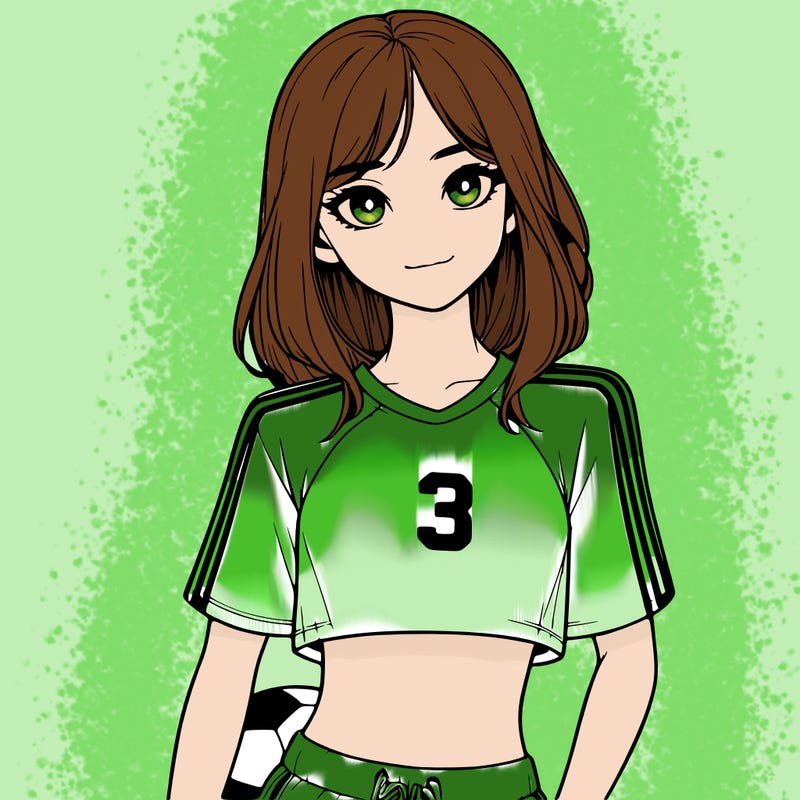 realistic girl wearing soccer jersey
