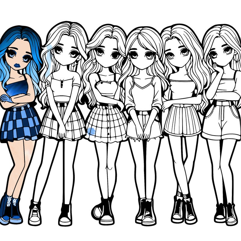 a group of girls realistic