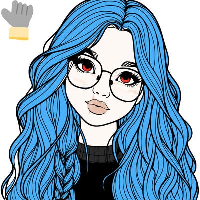 girl with long hair and freckles and glasses realistic