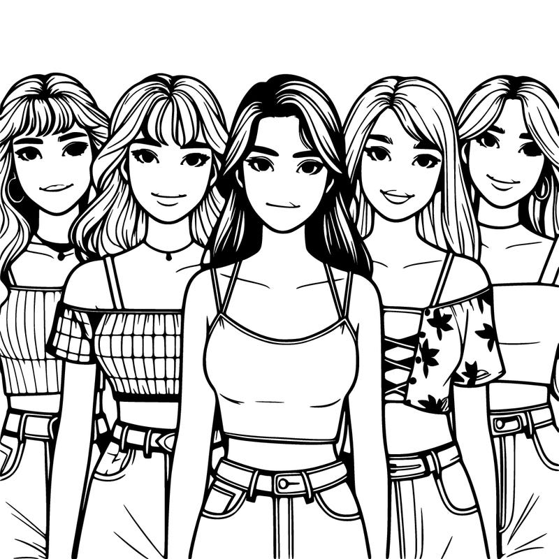 group of realistic girls wearing crop tops