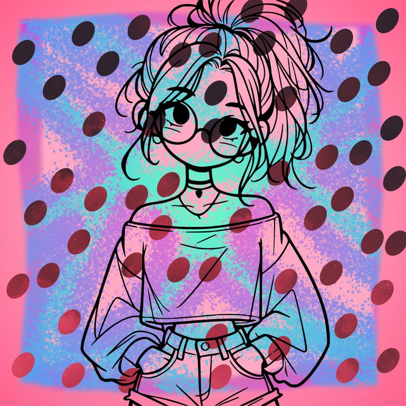 girl with a messy ponytail glasses a baggy crop top and jean shorts