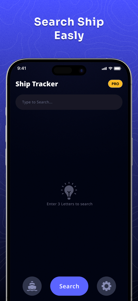 Interface of the Ship Traffic app showing the search function for marine vessels.