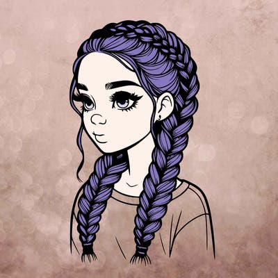 realistic girl with braids