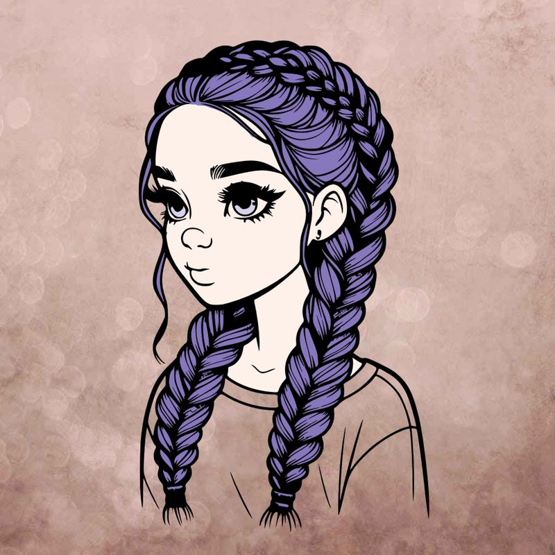 realistic girl with braids