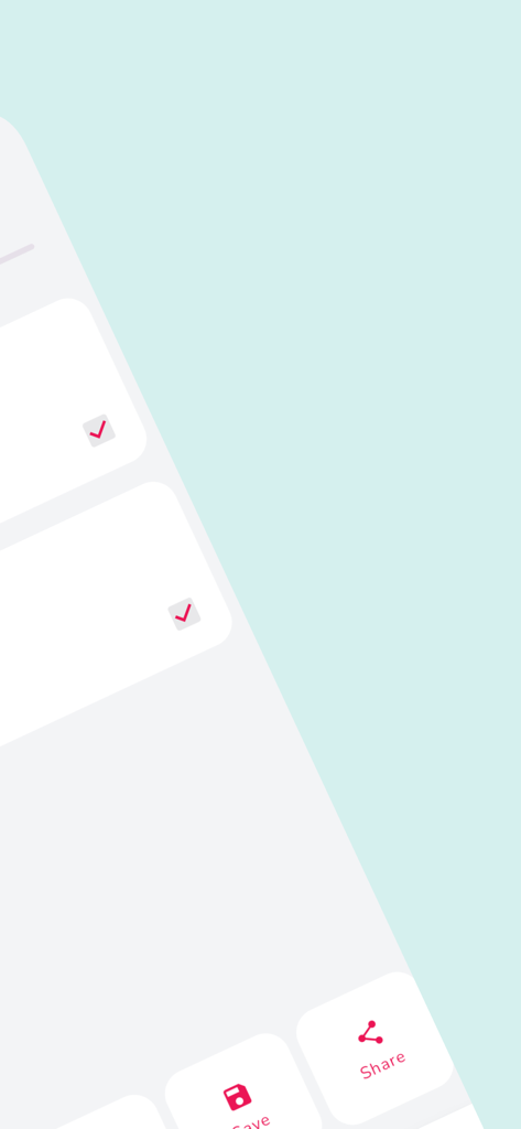 Mobile app interface showing save and share buttons for compressed videos