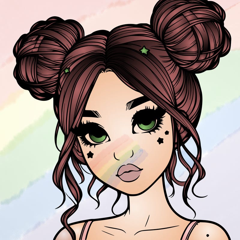 realistic girl with space buns