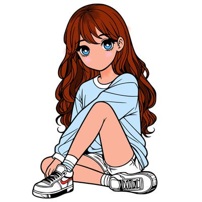 girl sitting realistic