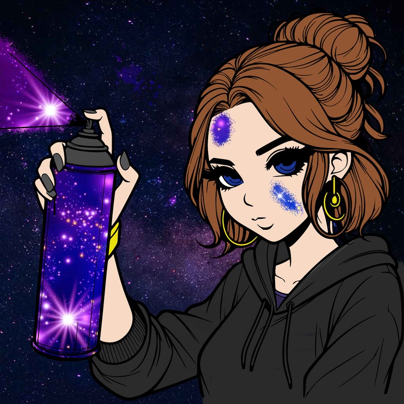 a realistic girl spray painting