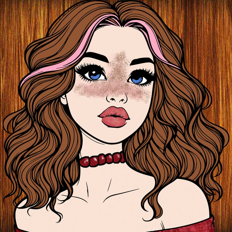 realistic girl with wavy hair and lips