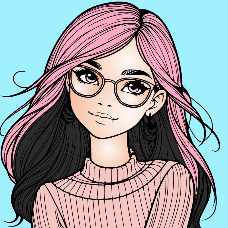 realistic girl with glasses