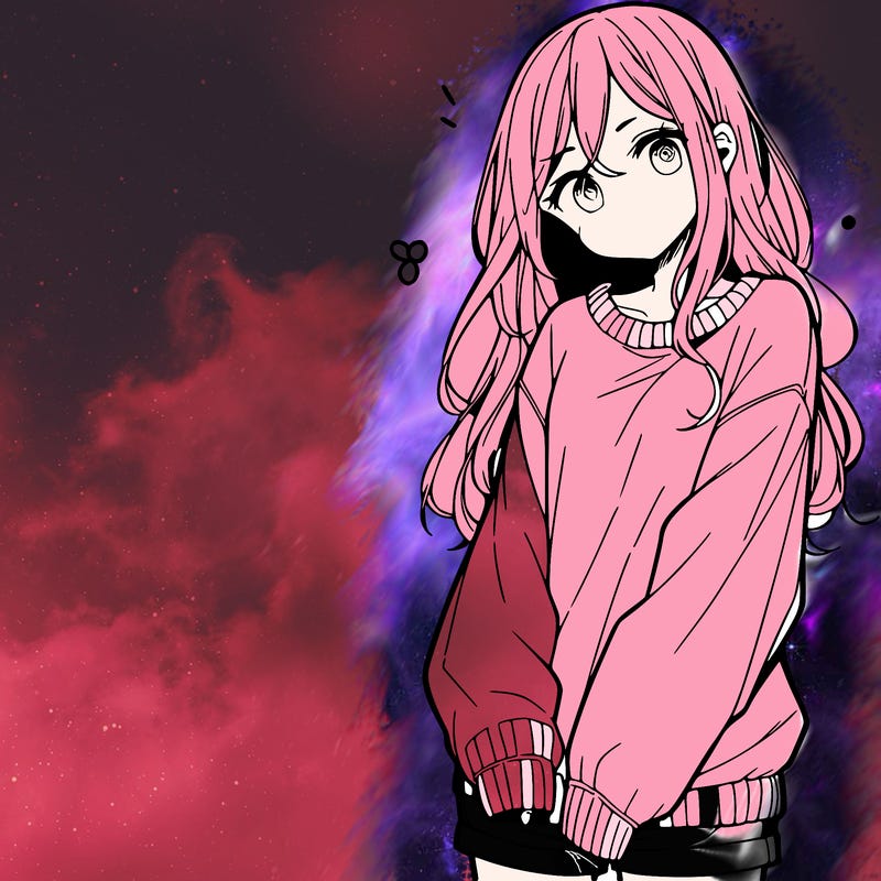 manga teen girl  in a sweater and baggy pants