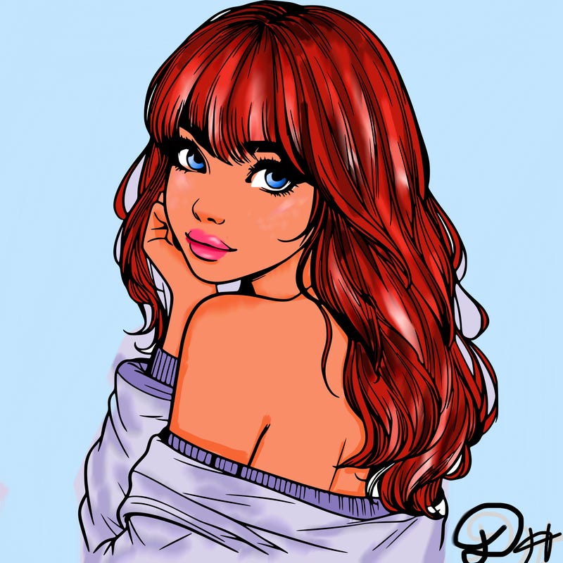 realistic girl with bangs looking over her shoulder