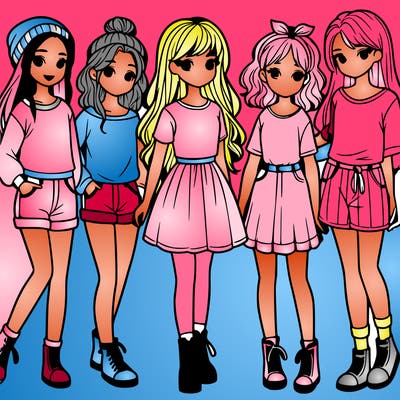 a group of five girls