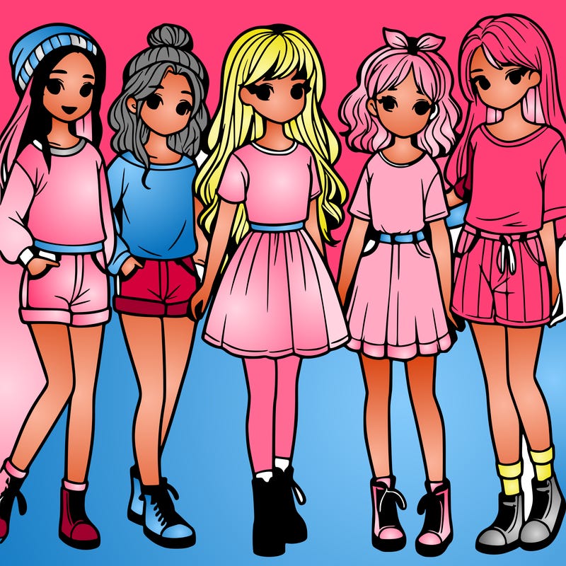 a group of five girls