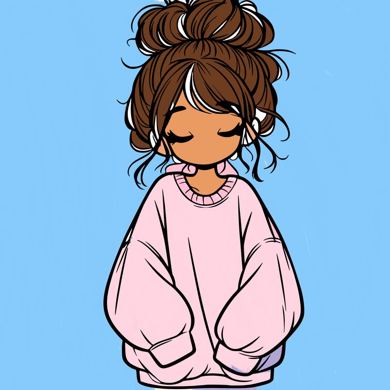 girl with baggy sweatshirt and messy bun